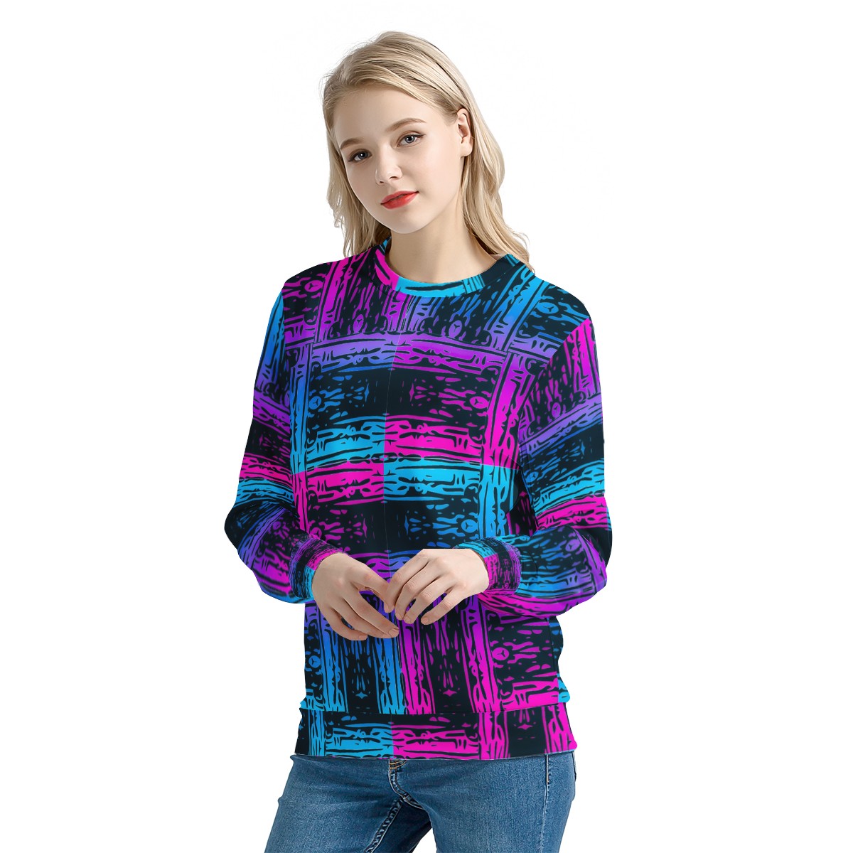 San Marcos Plaid Blue and Purple Women's Sweatshirt