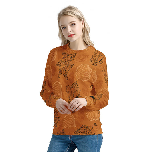 Seashell Ocean in Orange Women's Sweatshirt