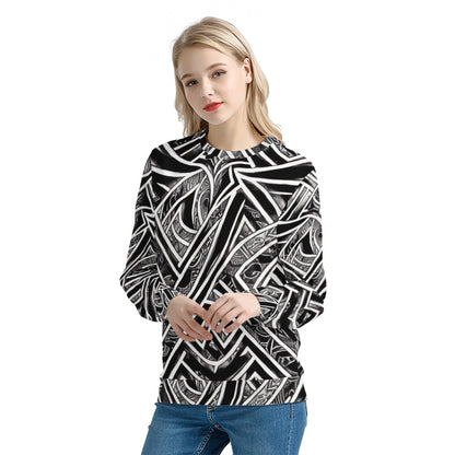 Black and White Polynesian Women's All Over Print Sweater