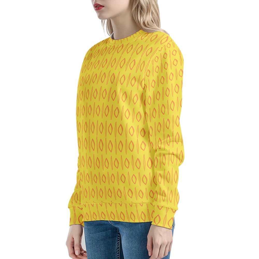 African | Ethnic | Mudcloth | #14 Yellow Women's Sweatshirt