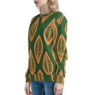 African | Ethnic | Mudcloth | #16 Green and Orange Women's Sweatshirt