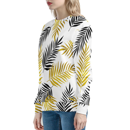 Black and Gold Palm Branches Women's Sweatshirt