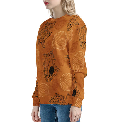 Seashell Ocean in Orange Women's Sweatshirt