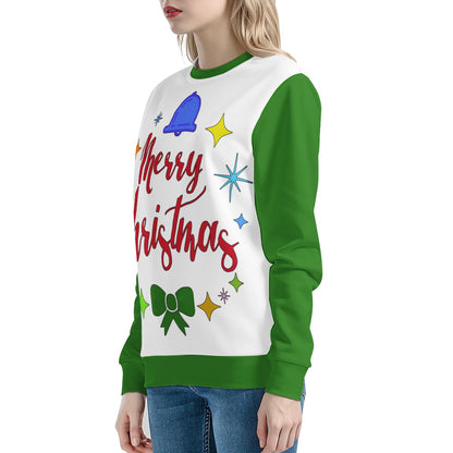 Women's All Over Print Sweater - Merry Christmas - Luxtrini, LLC