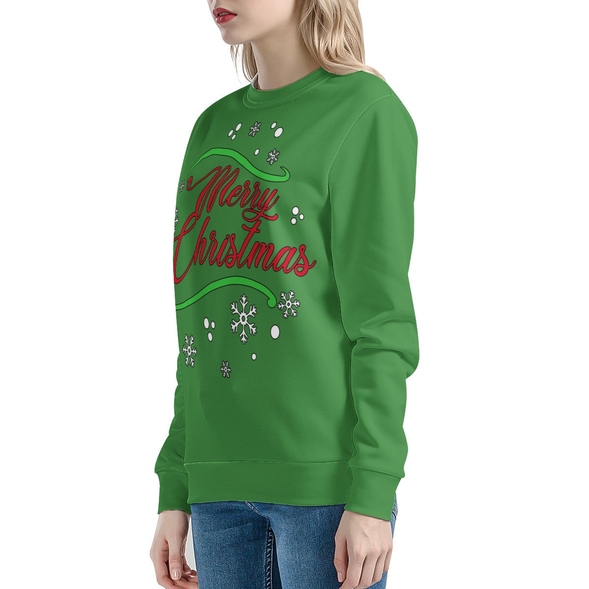 Women's All Over Print Sweater - Merry Christmas - Luxtrini, LLC