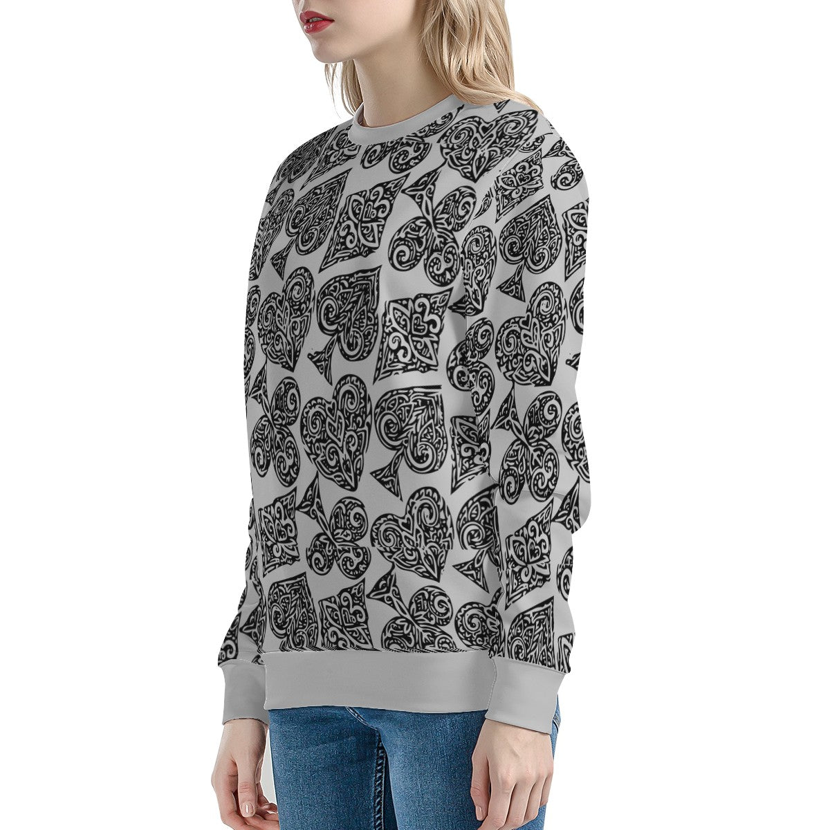 Poker Women's All Over Print Sweater - Luxtrini, LLC