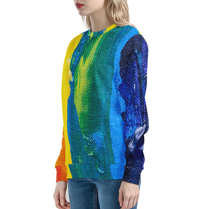 Rainbow Painting Women's Sweatshirt Handmade