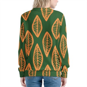 African | Ethnic | Mudcloth | #16 Green and Orange Women's Sweatshirt