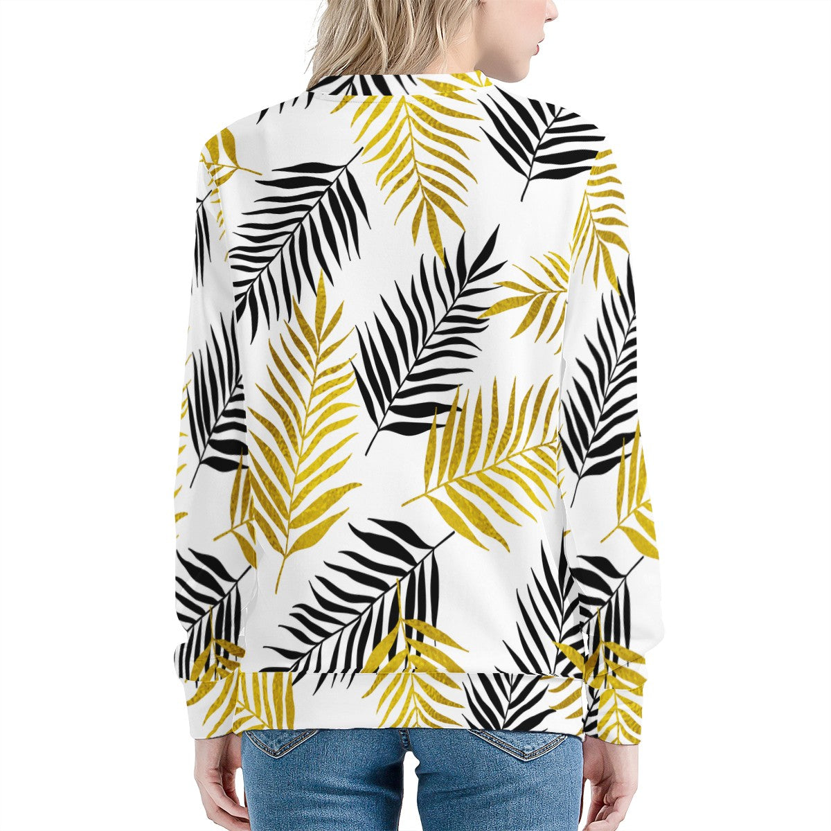 Black and Gold Palm Branches Women's Sweatshirt