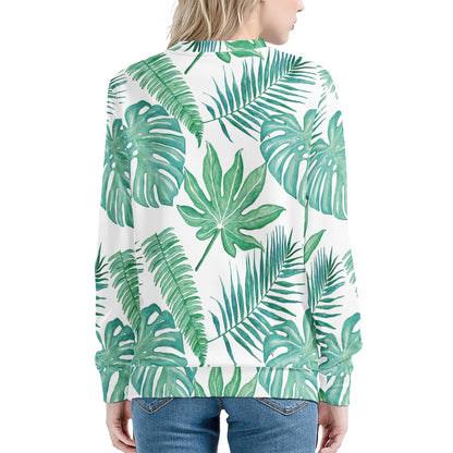 Palm and Monstera Leaf Green Women's Sweatshirt