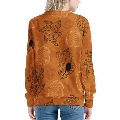 Seashell Ocean in Orange Women's Sweatshirt