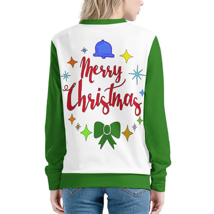 Women's All Over Print Sweater - Merry Christmas - Luxtrini, LLC