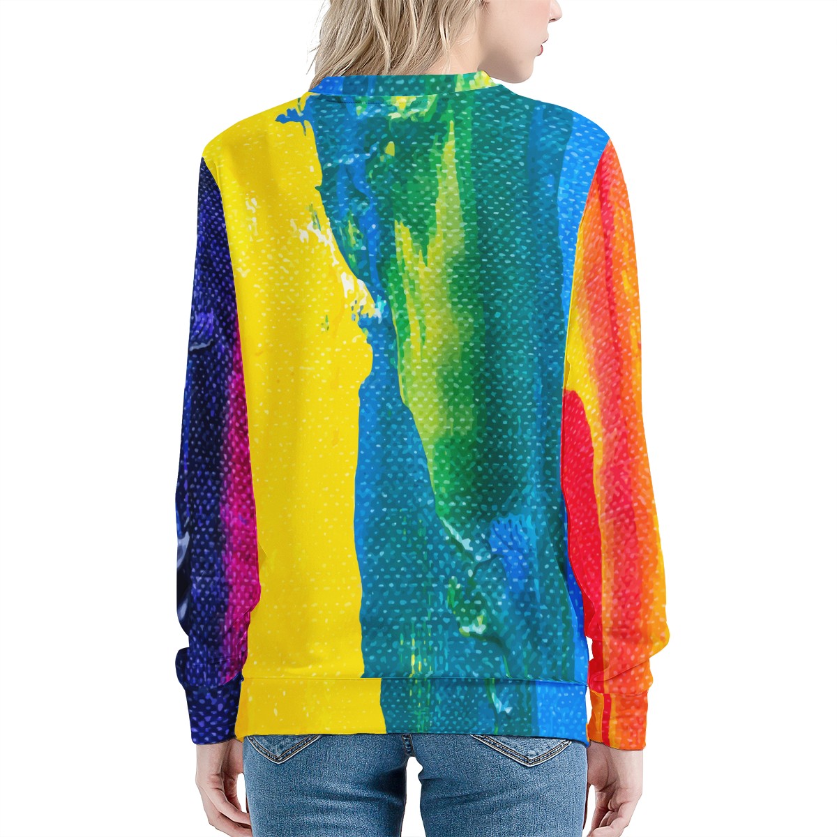 Rainbow Painting Women's Sweatshirt Handmade