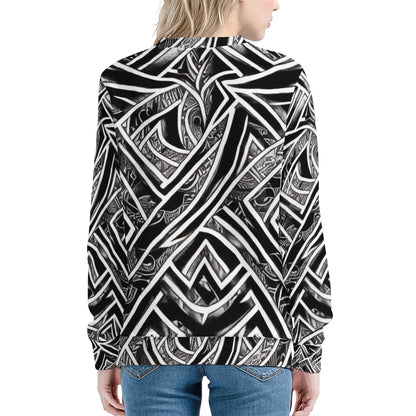 Black and White Polynesian Women's All Over Print Sweater