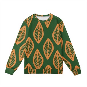 African | Ethnic | Mudcloth | #16 Green and Orange Women's Sweatshirt