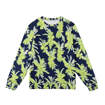 Puakenikeni - Lime Green and Black Women's All Over Print Sweater - Luxtrini, LLC