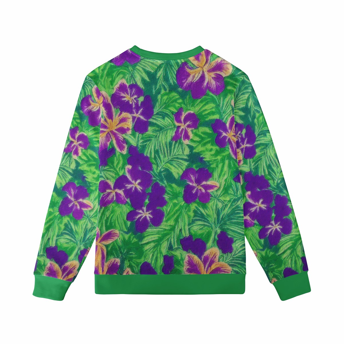 Blue Flag Iris on Green Women's All Over Print Sweater - Luxtrini, LLC