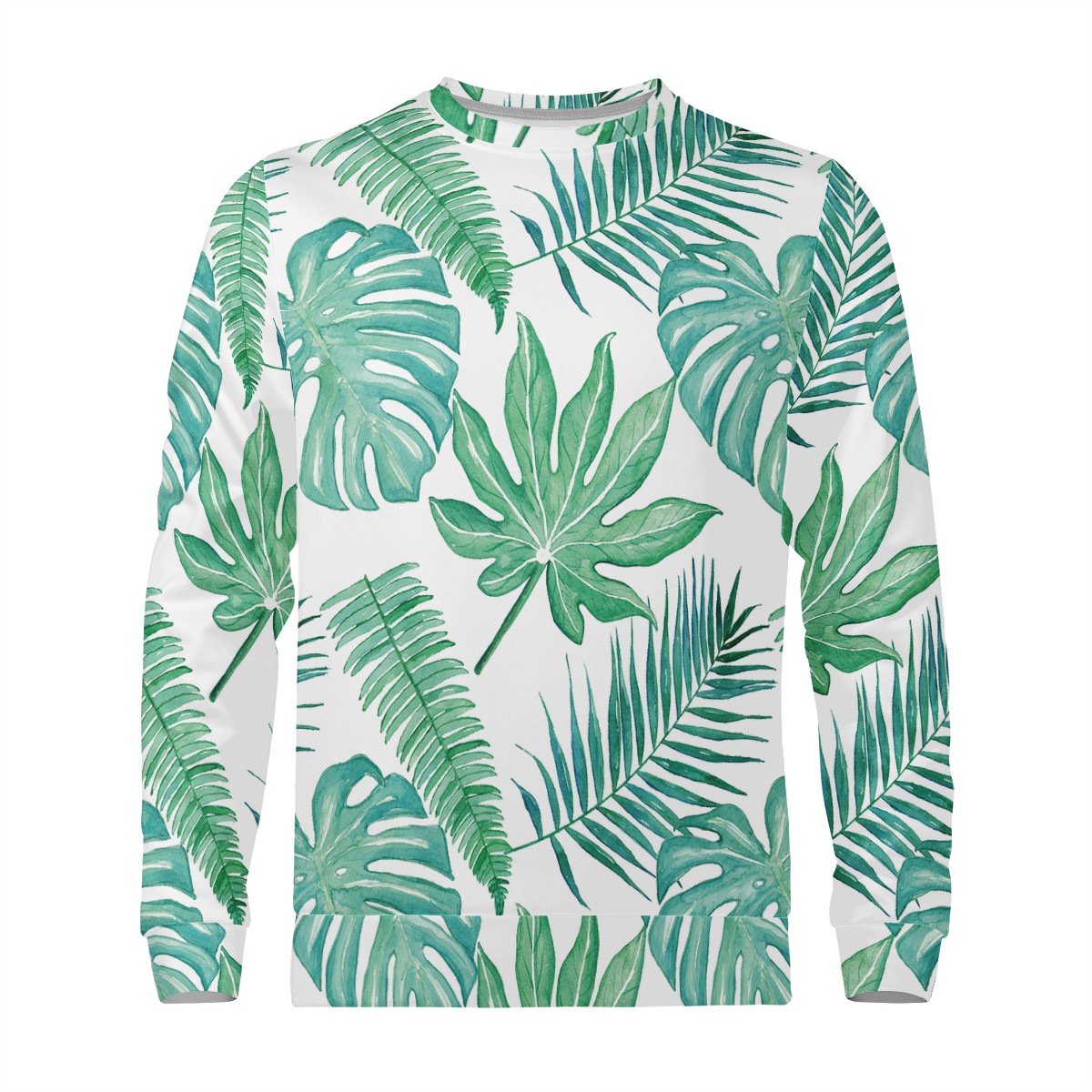 Palm and Monstera Leaf Green Women's Sweatshirt