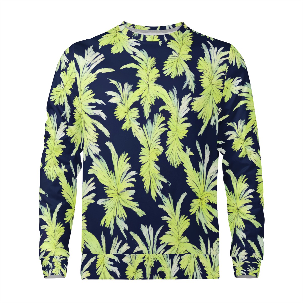 Puakenikeni - Lime Green and Black Women's All Over Print Sweater - Luxtrini, LLC