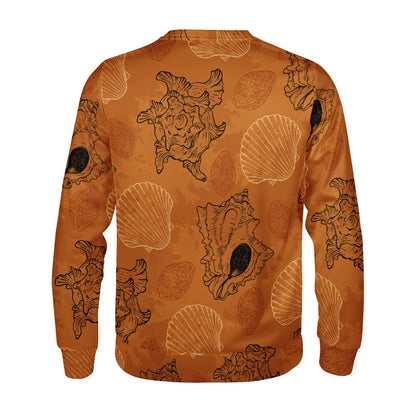 Seashell Ocean in Orange Women's Sweatshirt