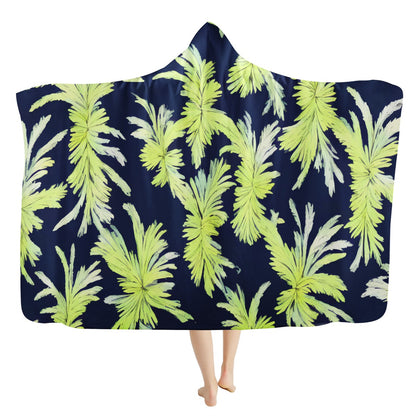 Puakenikeni - Lime Green and Black Hooded Blanket - Luxtrini, LLC