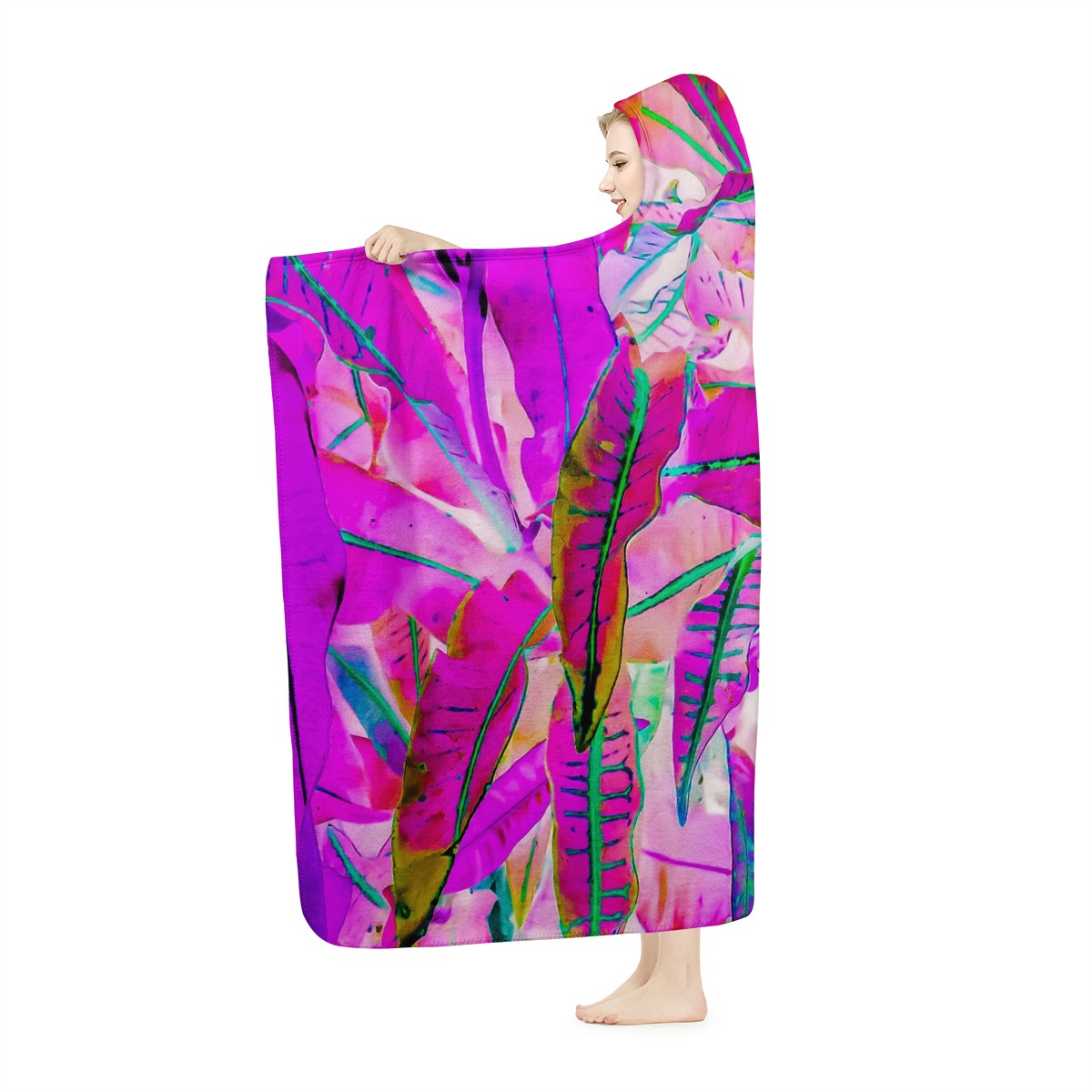Purple Croton Hooded Blanket