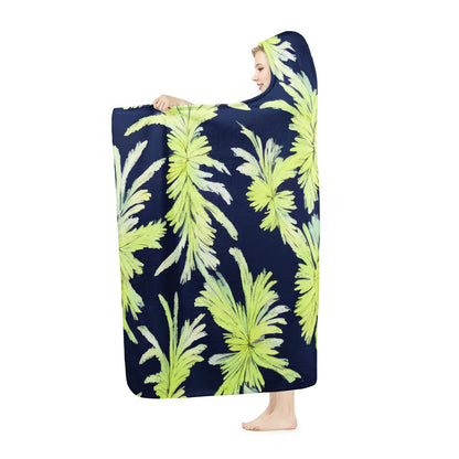 Puakenikeni - Lime Green and Black Hooded Blanket - Luxtrini, LLC