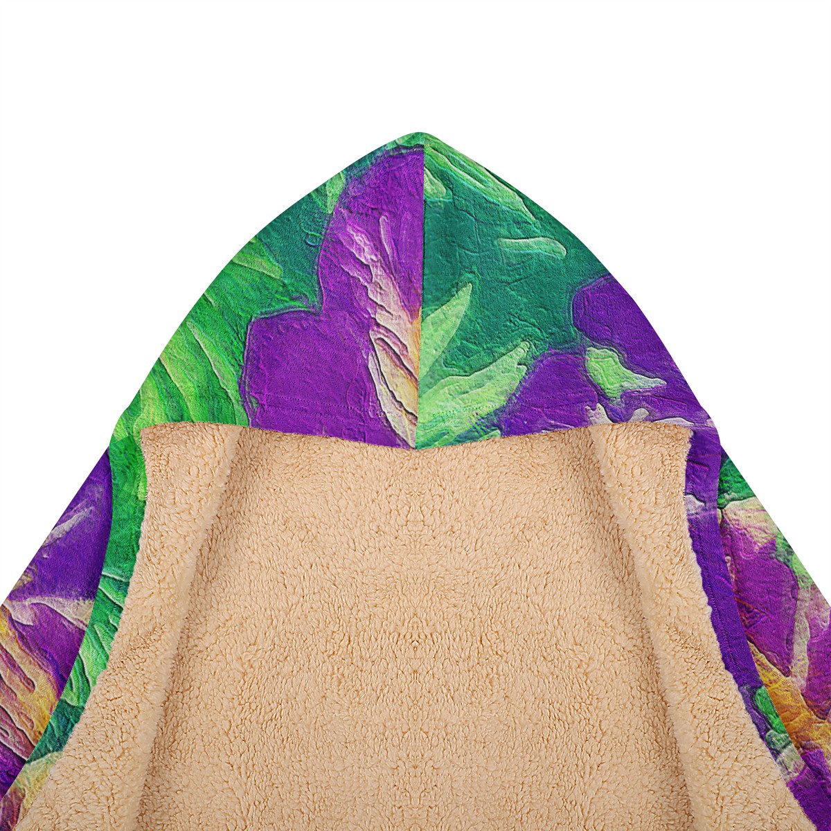 Blue Flag Iris on Green Hooded Blanket - Luxtrini, LLC