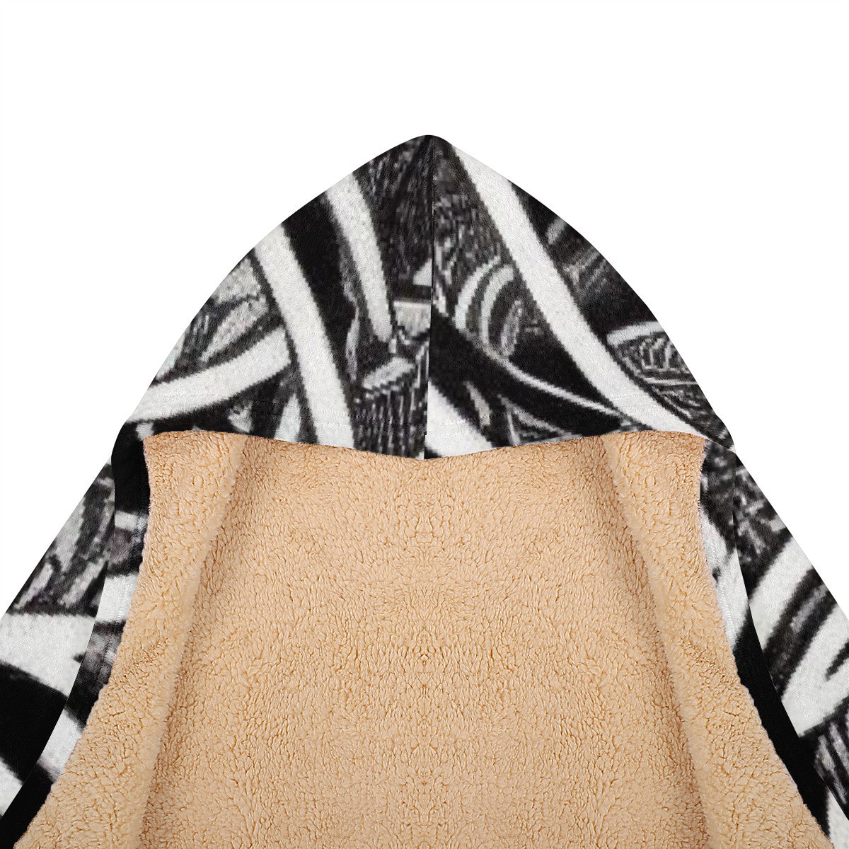 Black and White Polynesian Hooded Blanket