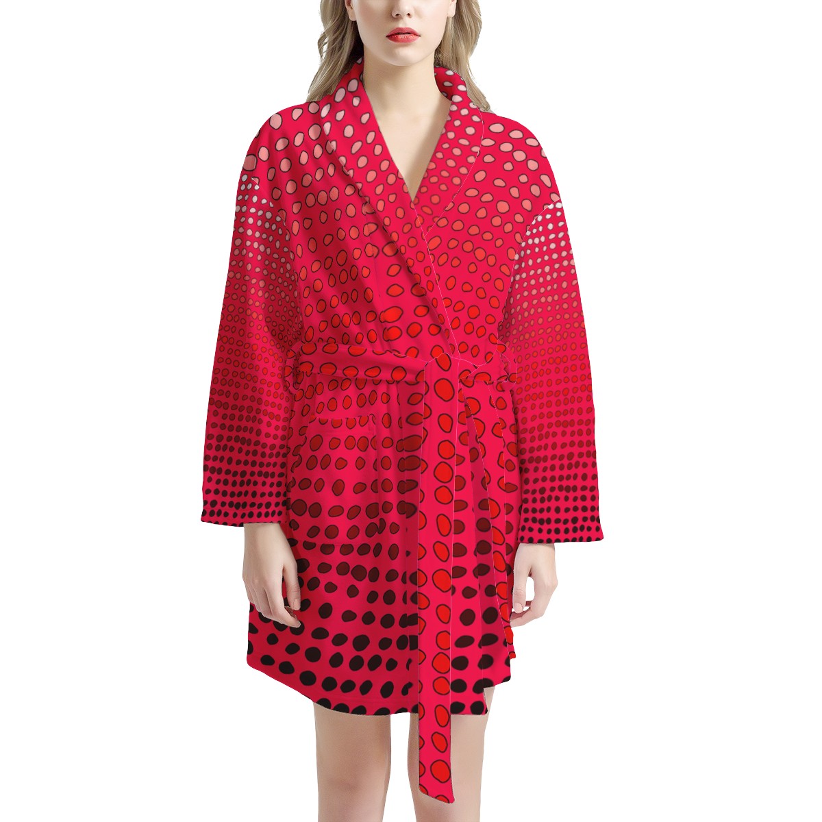 Experience the Perfect Balance of Comfort and Style in This Red Gradient Women’s Bathrobe