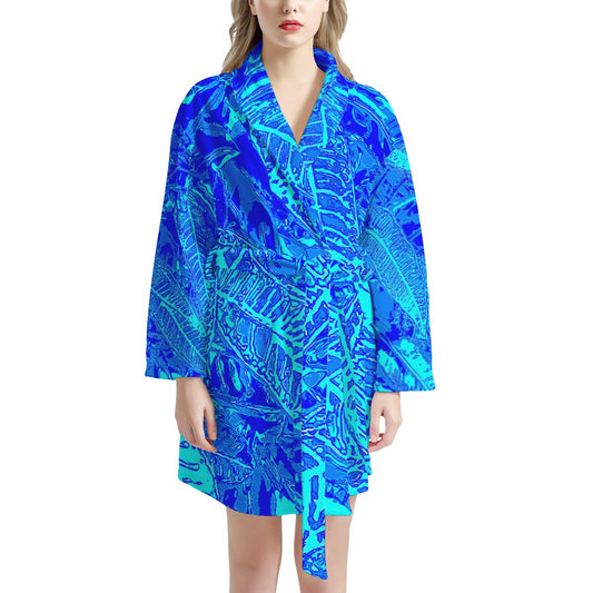 Vibrant Blue Croton Women's Bathrobe