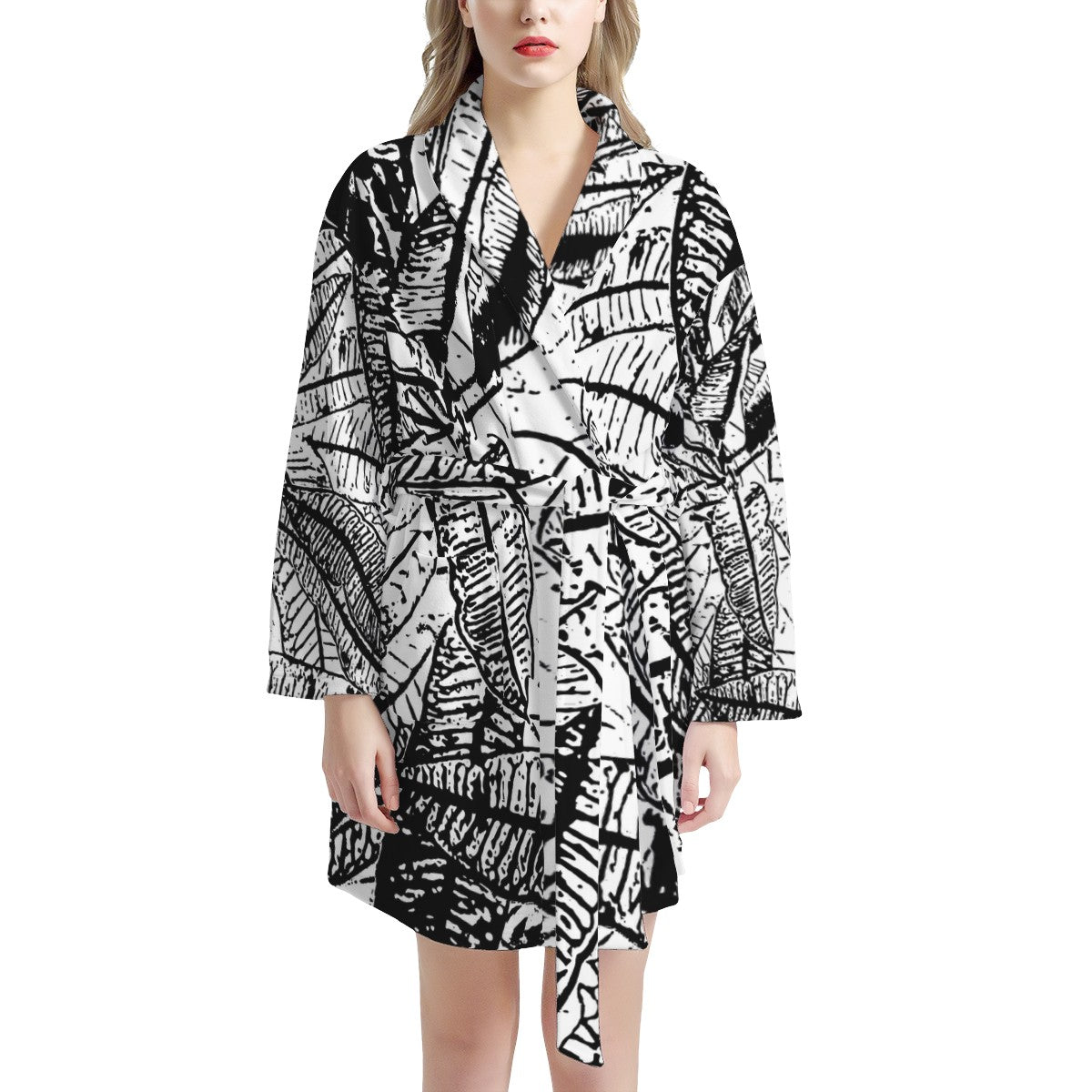 Black and White Croton Women's Bathrobe