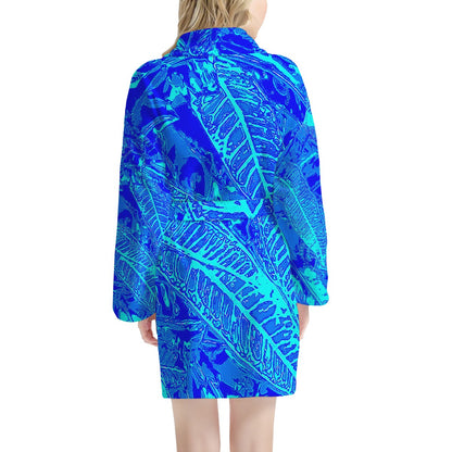 Vibrant Blue Croton Women's Bathrobe