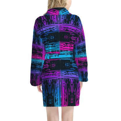 San Marcos Plaid Blue and Purple Women's Bathrobe