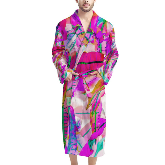 Purple Croton Men's Bathrobe