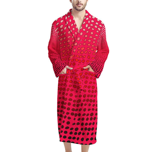 African | Ethnic | Mudcloth | #7 Red Gradient Men's Bathrobe