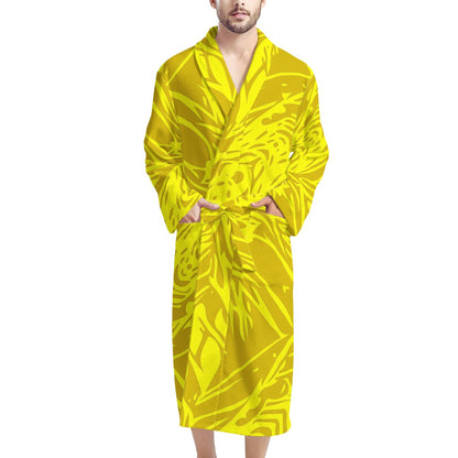 Yellow Fern Men's Bathrobe