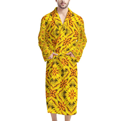 African Ethnic Yellow Toghu: Cameroon Men's Bathrobe