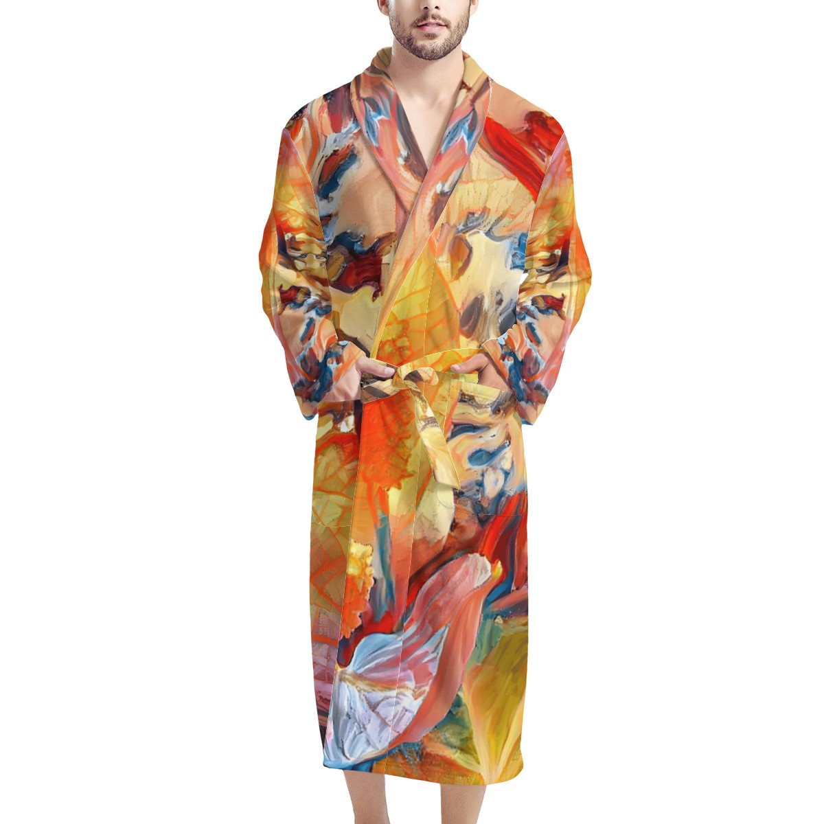 Golden Peace Lily Men's Bathrobe