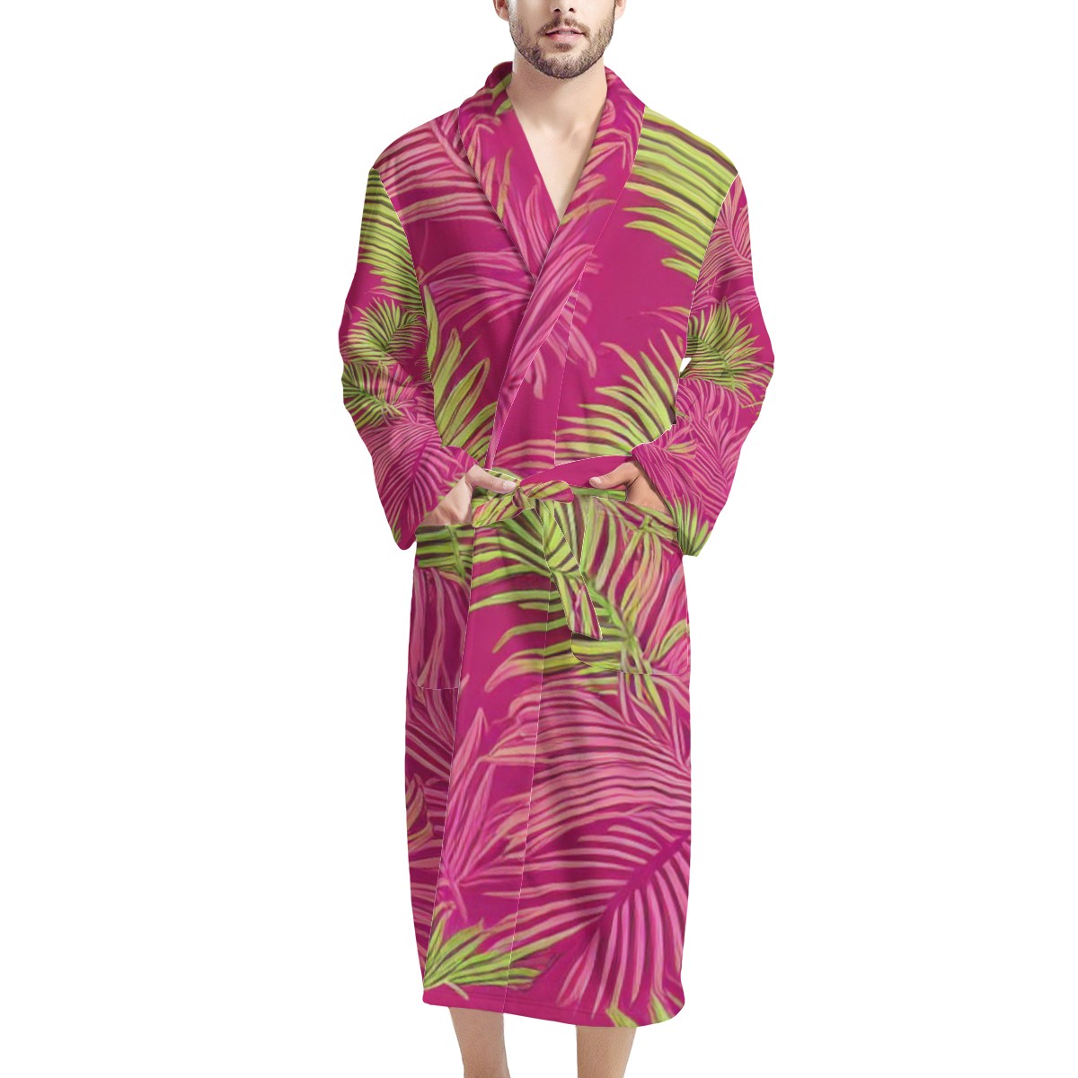 Sago Palm - Good Fortune, Longevity, Wealth Men's Bathrobe Men ONESIZE