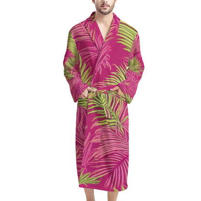 Sago Palm - Good Fortune, Longevity, Wealth Men's Bathrobe Men ONESIZE