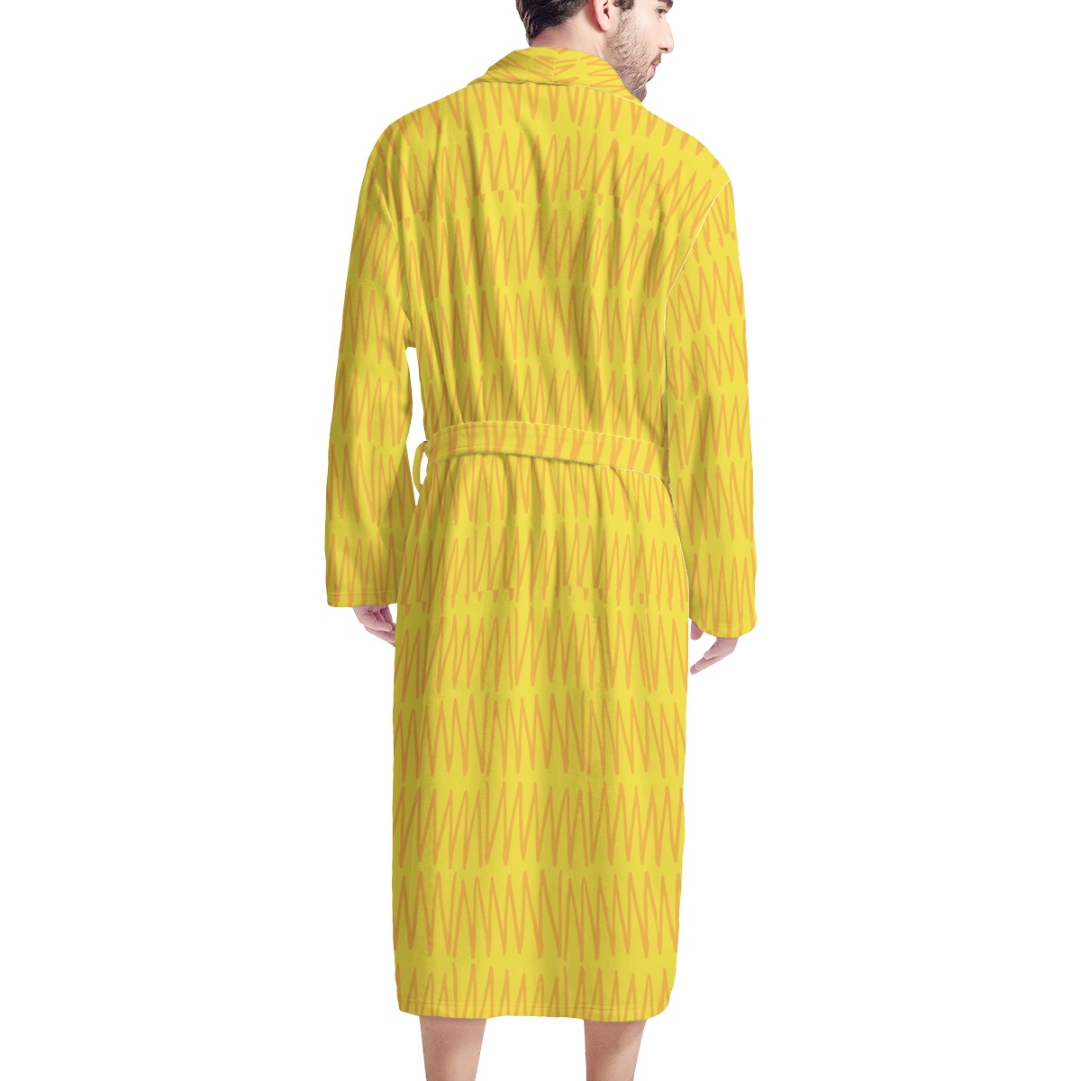 African | Ethnic | Mudcloth | Yellow #40 Men's Bathrobe