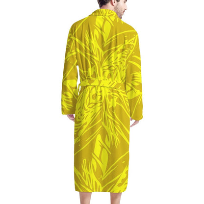 Yellow Fern Men's Bathrobe