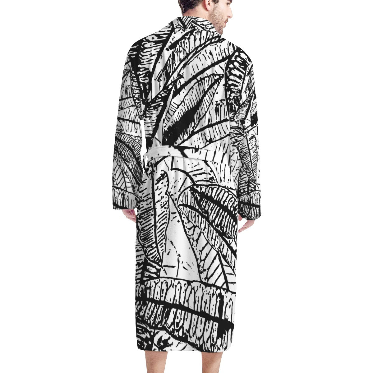 Black and White Croton Men's Bathrobe