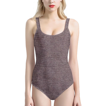 African Ethnic Mudcloth Womens One-Piece Halterneck Swimsuit