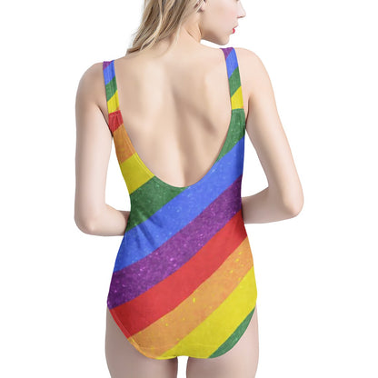 LGBT Pride Motif Pattern Women's One-Piece Halterneck Swimsuit