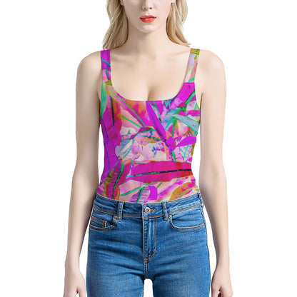 Purple Croton Women's One-Piece Halterneck Swimsuit