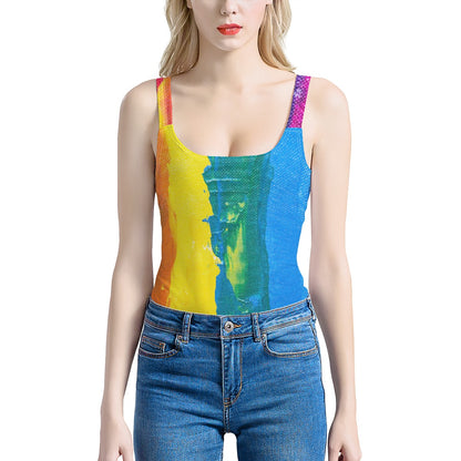 Rainbow Painting Women's One-Piece Halterneck Swimsuit