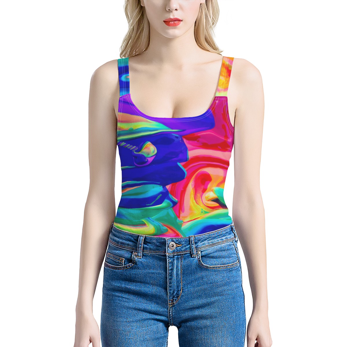 Rainbow Confusion Women's One-Piece Halterneck Swimsuit