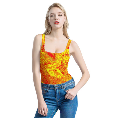 Orange Croton Women's One-Piece Halterneck Swimsuit Women